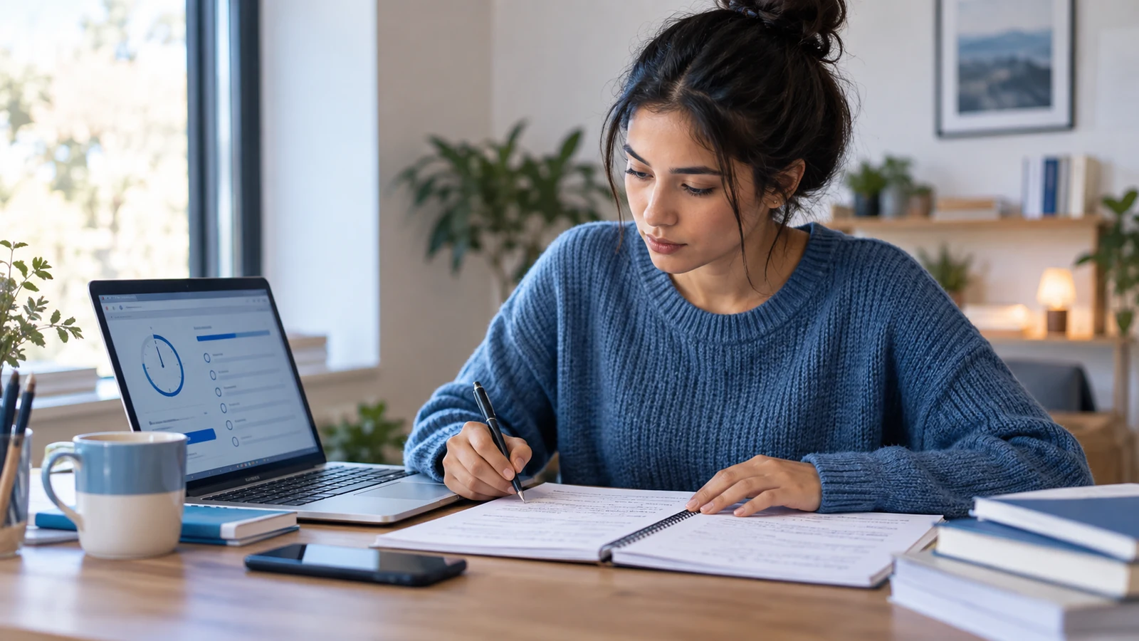 International graduate candidate reviews a timed mock test and detailed error log.