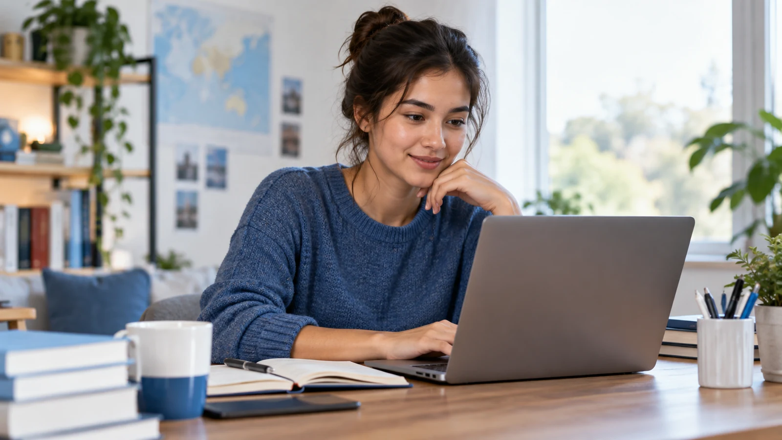 International applicant compares Esade bachelor programmes and admissions steps on a laptop.