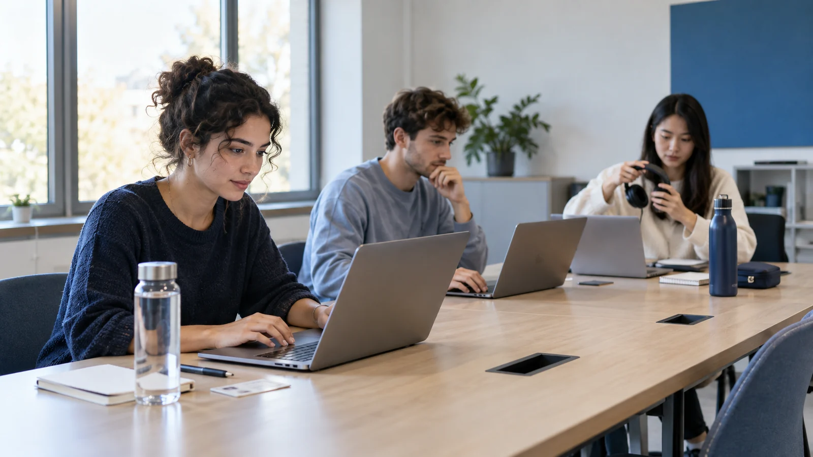 Junge Erwachsene in einer symbolischen Lernsituation zum Thema Testtag und Technik bei ITB-Science.