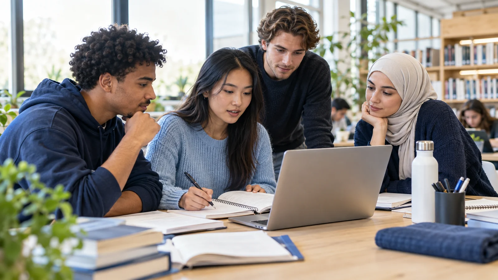 Junge Erwachsene in einer symbolischen Lernsituation zum Thema Überblick und Einordnung bei ITB-Technology.